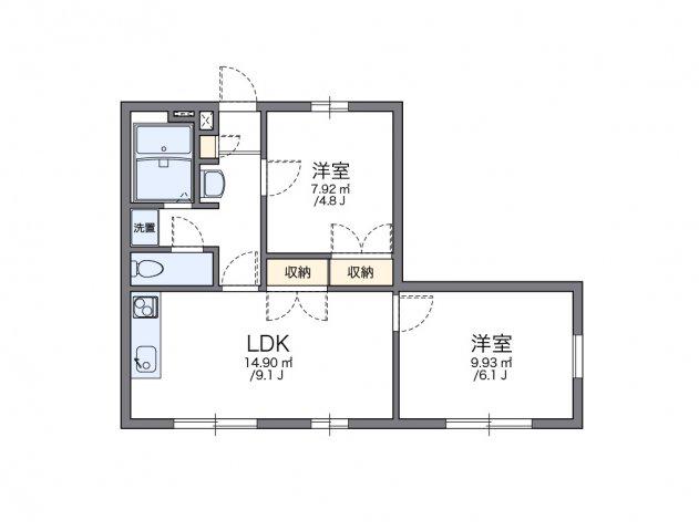 レオパレスOZ-2(2LDK/1階)の間取り写真