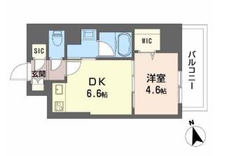 サザンクレストなんば南(1DK/10階)の間取り写真