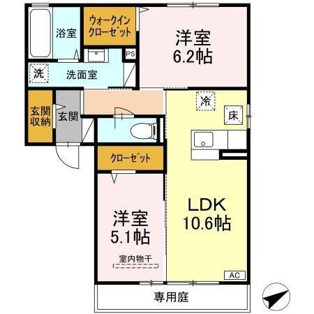 コープアールエムII(2LDK/1階)の間取り写真
