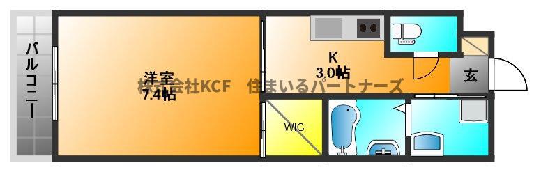 ALETTA合川(1K/7階)の間取り写真