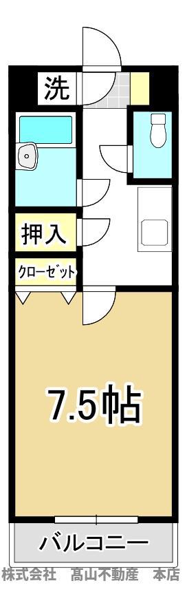 ロワールインアカマ(1K/1階)の間取り写真