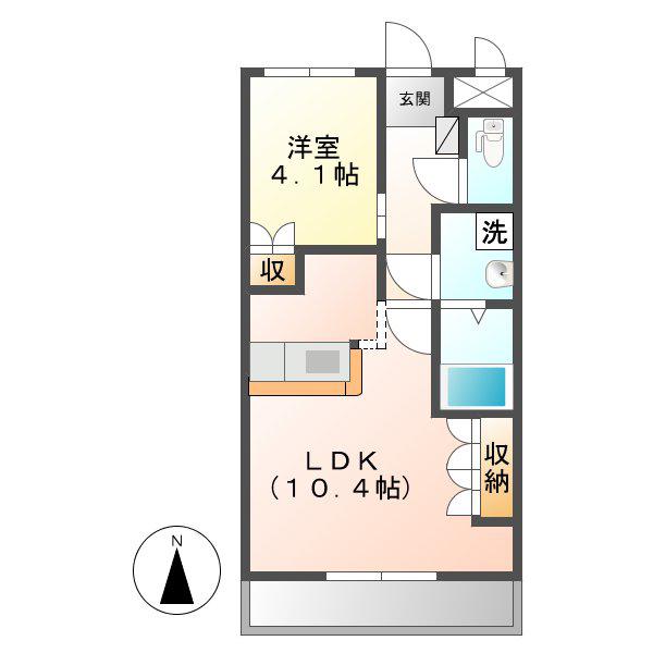 プロニティーMABI II(1LDK/1階)の間取り写真