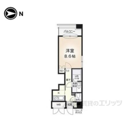 エアリーアベニュー(1K/4階)の間取り写真