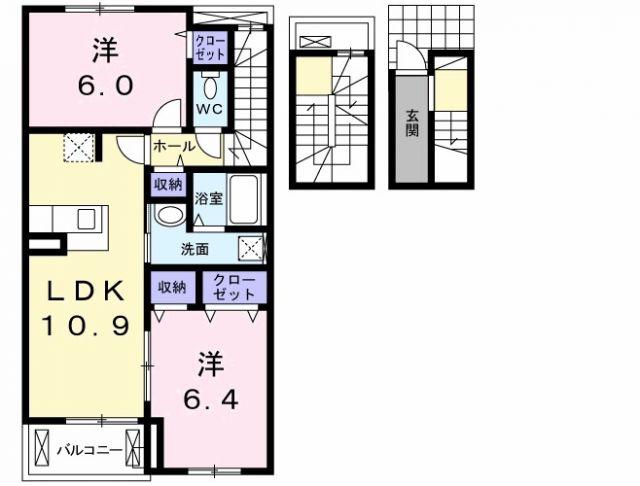 スクエアーB(2LDK/3階)の間取り写真