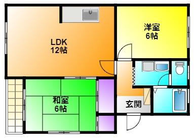 マンションフロイデ(2LDK/1階)の間取り写真