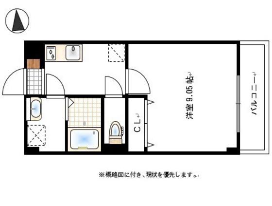 プライムスクエア青江(1K/2階)の間取り写真