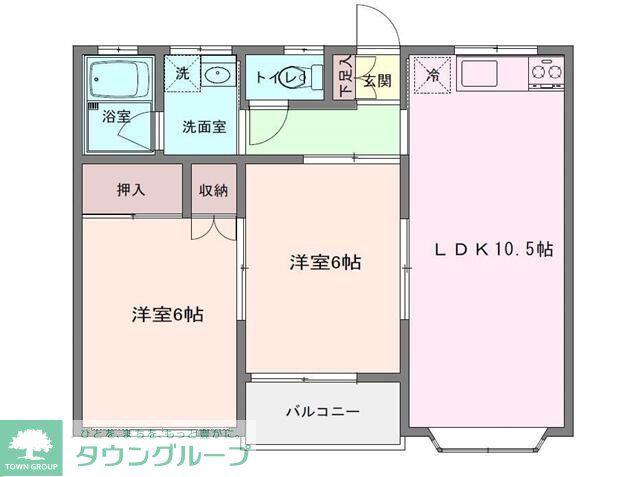 ビューパレス藤井(2LDK/2階)の間取り写真