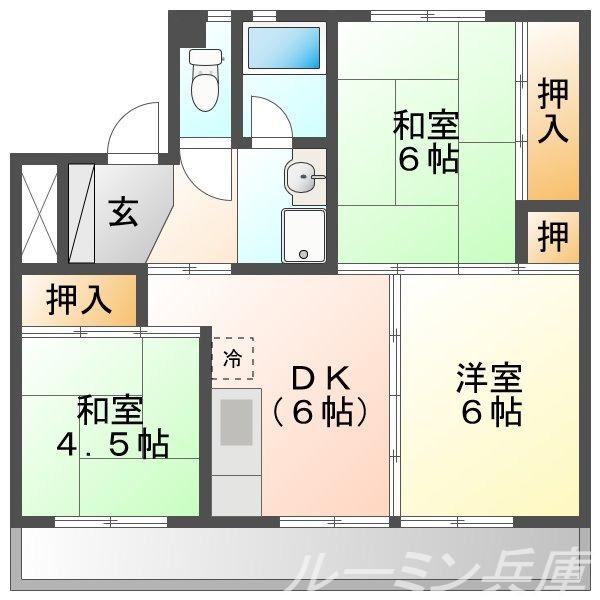ビレッジハウス三原(3DK/3階)の間取り写真