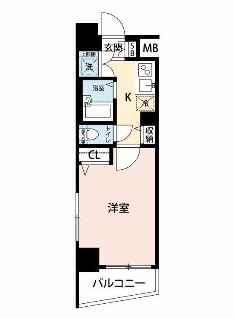 シンシア三軒茶屋太子堂(1K/4階)の間取り写真