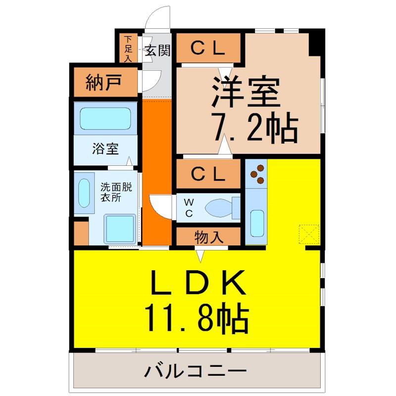 メゾングランドゥール(1LDK/3階)の間取り写真