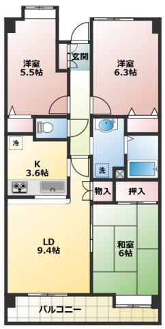 MYT・PARACIOエムワイティパラシオ(3LDK/3階)の間取り写真