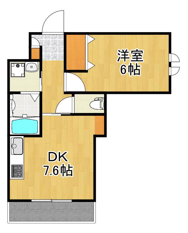 ヘーベルメゾン新川崎(1DK/1階)の間取り写真
