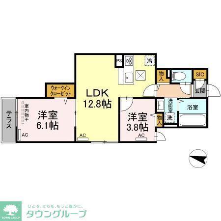 ルリアン北小岩II(2LDK/1階)の間取り写真