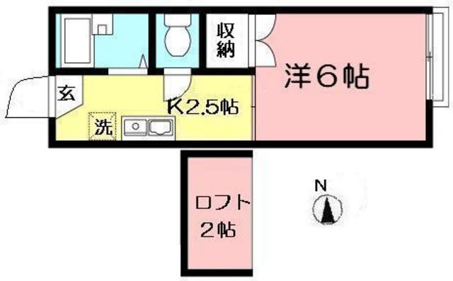 シルクロードNS(1K/2階)の間取り写真