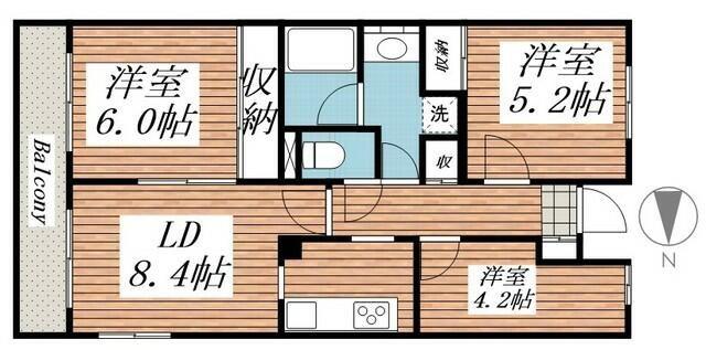 クレールメゾン(3LDK/4階)の間取り写真