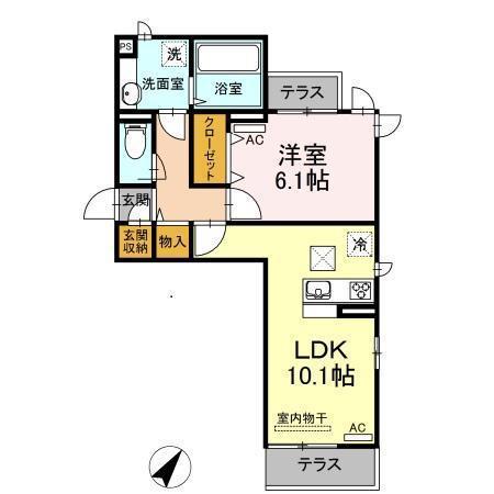 D-ROOM南鳥生(1LDK/1階)の間取り写真