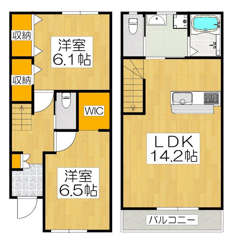 フォレストメゾン梅小路(2LDK/1階)の間取り写真