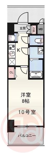 ディクス福島レジデンス(1K/6階)の間取り写真