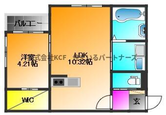 BRAVE BASE 久留米東(1LDK/2階)の間取り写真