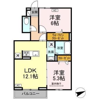 サニーコート木之庄(2LDK/1階)の間取り写真