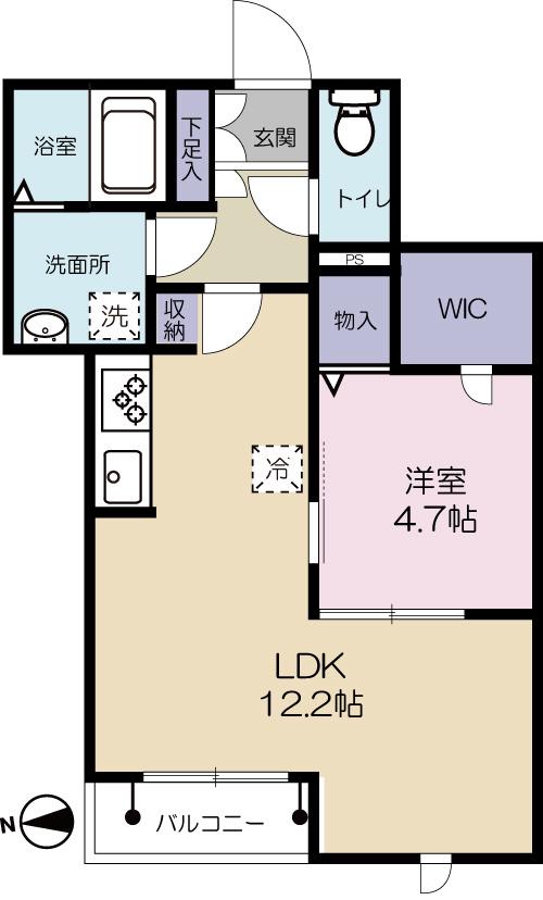 レジデンシア ド リオ(1LDK/2階)の間取り写真