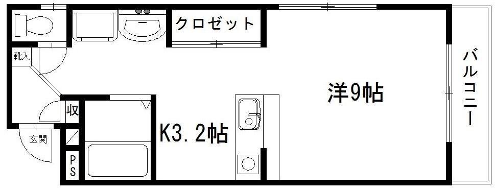 サンライフ鴨江(1K/2階)の間取り写真