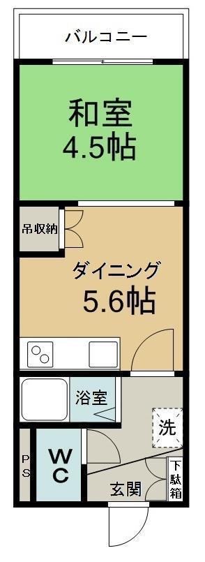 和楽マンション(1DK/2階)の間取り写真