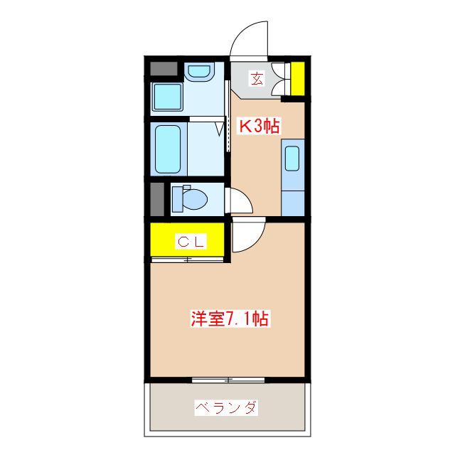 イーストベースII(1K/1階)の間取り写真