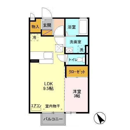 ユーメ・ハイム(1LDK/1階)の間取り写真