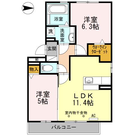 エーデルハイムクロダ(2LDK/3階)の間取り写真