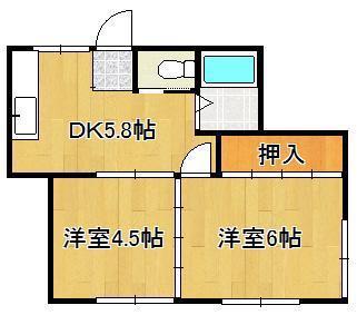 大楠荘(2DK/2階)の間取り写真