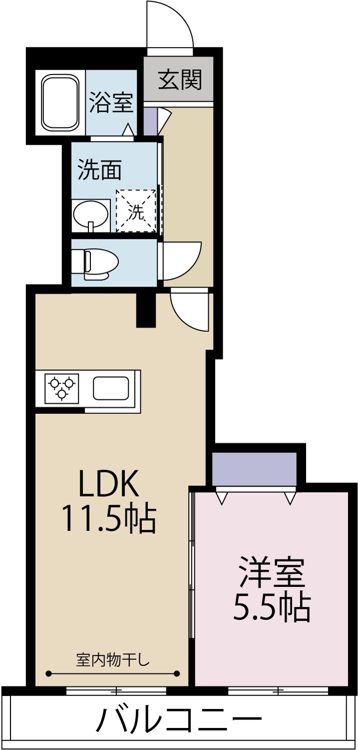 ヴィラ市谷台町(1LDK/2階)の間取り写真