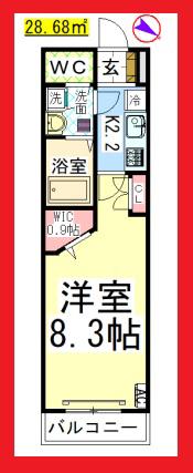 AF ラフィネ ノース(1K/1階)の間取り写真
