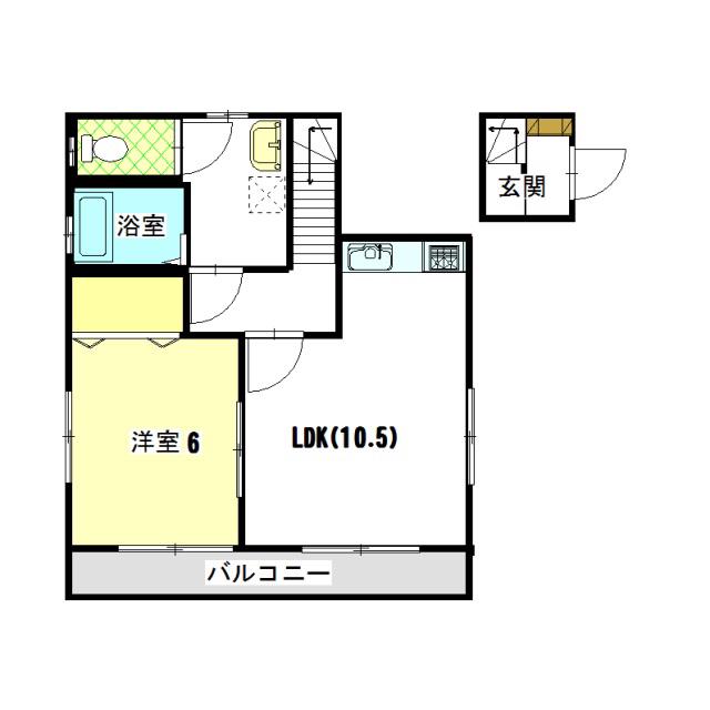 ル・シュクレ(1LDK/2階)の間取り写真
