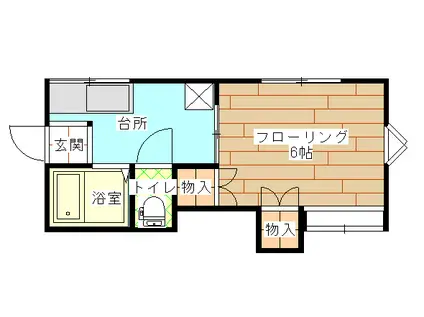 レイクサイドハウス(1K/1階)の間取り写真