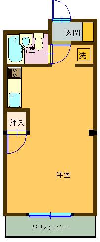 三金ハイツ(ワンルーム/3階)の間取り写真