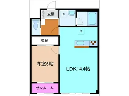 クルエボヌール(1LDK/1階)の間取り写真