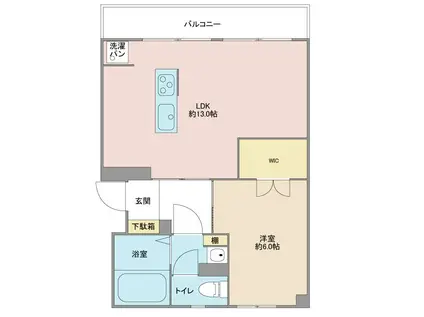 ＪＲ日豊本線 牧駅(大分) 徒歩18分 4階建 築58年(1LDK/4階)の間取り写真