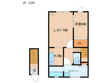 セラヴィー(1LDK/2階)の間取り写真