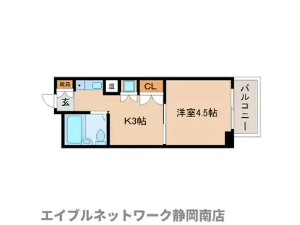 ボーセジュール・サツカビル(1K/4階)の間取り写真