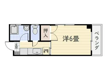 日高ビル(1K/3階)の間取り写真