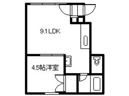 イーストエッジ(1LDK/2階)の間取り写真