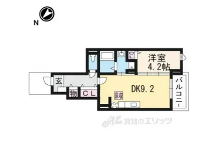 アマルフィ伏見桃山(1DK/1階)の間取り写真