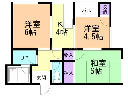 アパートメントハウス三田(3K/2階)の間取り写真