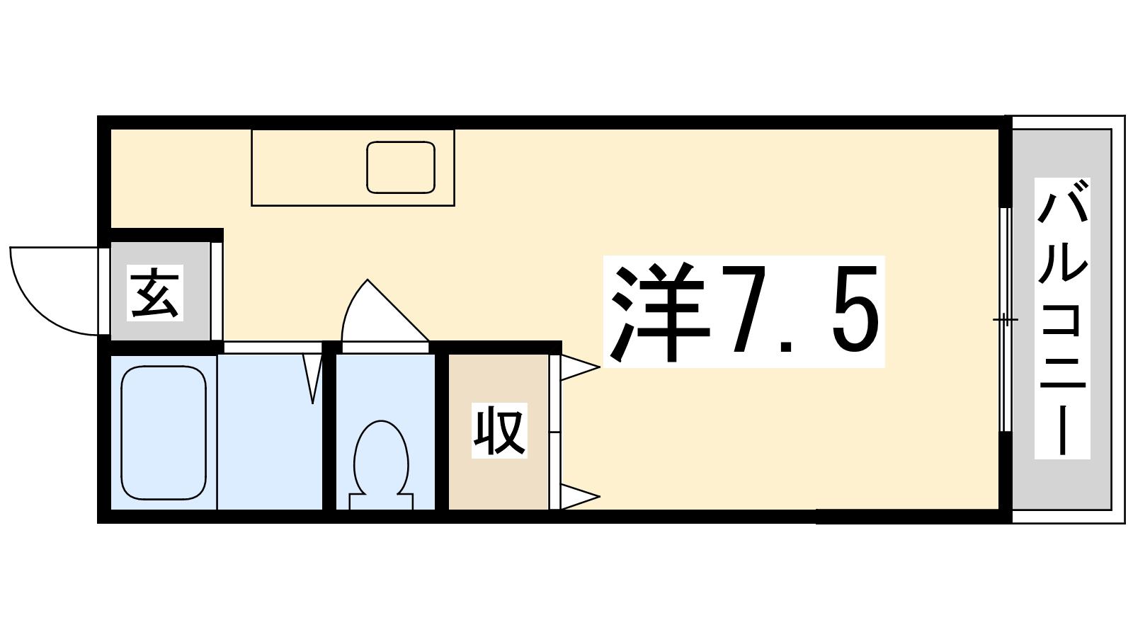 ハミング玉手(ワンルーム/2階)の間取り写真