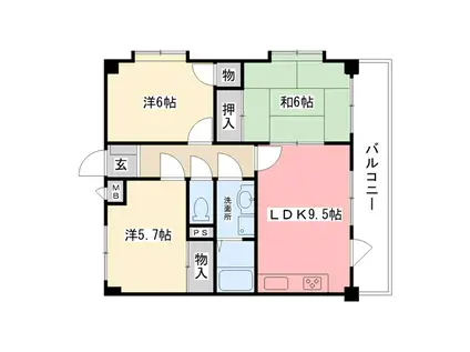 ジーク甲子園口I(3LDK/1階)の間取り写真