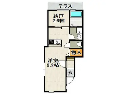 ONLYONE宝塚山本II(1SK/1階)の間取り写真