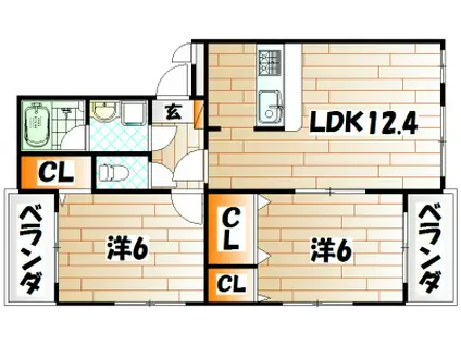 グリーンステージ中井(2LDK/1階)の間取り写真