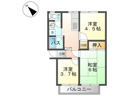 サニーハイツA(3K/2階)の間取り写真