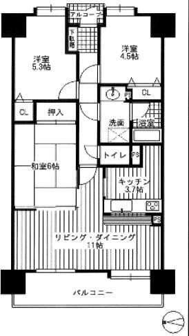 ステイシア高崎(3LDK/5階)の間取り写真